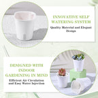24 Pcs Self Watering Pots for Indoor Plants, 3 Inch White Plastic Self Watering Planters with Water Level Indicator - Perfect for Succulents