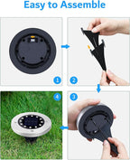 Biling Solar Ground Lights Outdoor 8 Packs, Flat Bright 12 LEDs Solar Lights Outdoor Waterproof for Yard Walkway Garden Driveway (Warm White)