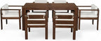 Merax 7-Piece Patio Dining Table Set,Outdoor Furniture Set with 72.8" Rectangle Table & 6 Chairs,Adjustable Leveling Feet,Umbrella Hole for Backyard,Garden,Poolside,Brown+ Beige