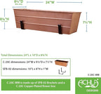Achla Designs Medium Copper Flower Box with Wall Brackets