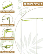3-Pack Heavy Duty Plant Support Stakes, Metal Plant Ring Cages for Indoor Outdoor Plants, Adjustable Garden Stakes for Peonies, Monstera, Pothos, Hydrangea, Vines & Potted Plant (10" W x 17" H)