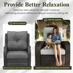 LayinSun Oversized Wicker Outdoor Swivel Glider Recliner with Adjustable Backrest & Footrest, Patio Reclining Lounge Chair