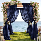 Outdoor Curtains: Navy Blue Chiffon Arch Draping, 29 in x 6 Yd
