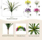 Artificial Flowers for Outdoors Fake Plants Outside, 12 Bundles Silk Morning Glory with Eucalyptus + Orchid Leaf UV Resistant Realistic Faux Flowers for Porch Planter Garden Patio (Mix Color)