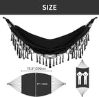 Bellzacasa Double Hammock, Heavy Duty 500 lb Load Capacity Tassels and Fishtail Knitting with Mounting Straps for Outdoor Camping Patio Balcony Black
