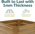 Sunnydaze 11.75" H Raised Metal Garden Bed - Galvanized Raised Garden Bed Outdoor for Vegetables and Flowers - Brown - Square