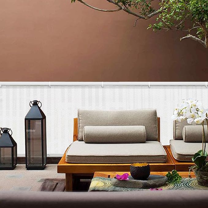 LOVE STORY Balcony Privacy Screen, 2.5'x7' Deck Shield Screen Fence Cover,UV Protection and Weather-Resistant,3 FT Height for Deck, Patio, Backyard, Outdoor Pool, Porch, Railing, White