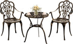 Patio Bistro Set of 2, Cast Aluminum, Outdoor Set w/Umbrella Hole, 3 Piece by Embraceartofoutdoorliving