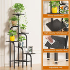 6 Tier Plant Stand Indoor, Plant Shelf for Multiple Plants, Flower Pot Holder Shelf, Planter Display Rack for Patio Garden Balcony Living Room Bedroom Decor, Black
