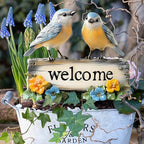 Fairy Garden Stake Decor, Acrylic 2D Garden Fairy Decoration, Fairy Garden Accessories for Outdoor Indoor Yard Lawn Pot Plants (Two-Birds)