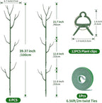 12 Pack Plant Support Stakes, Plant Stakes for Indoor and Outdoor Plants. 39.37inch Plant Sticks with Extension Poles, Plant Clips, Plant Ties for Potted Monstera Plants, Climbing Plants