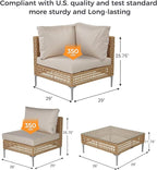 Grand patio 12-Piece Patio Furniture Set with 47" Fire Pit Table, Outdoor Conversation Set & 50,000 BTU 47 Inch Rectangle Propane Fire Pit & Storage Box with Water Resistant Thick Cushions, Cream
