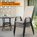 VINGLI Patio Chairs Set of 2 – Stackable Outdoor Dining Chairs with Comfortable Sling High Back Chairs and Armrests for Lawn, Poolside, Courtyard, Balcony, Garden, Yellow
