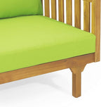 Claremont Outdoor 3 Seater Daybed with Cushions - Acacia Wood - Teak/Green