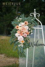 Artificial Flower Swags Set of 2, Coral Pink Silk Blend Wedding Arch Decor