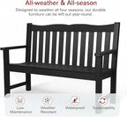Stoog All-Weather Outdoor Bench & Chairs Set, 3-Piece Patio Furniture Set, Include 1 Garden Bench and 2 Garden Chairs, Never Rot or Fade, Black