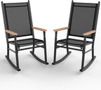 Shintenchi Outdoor Rocking Chairs Set of 2,Upgraded High Back Patio Rocking Chair Set,Breathable Textilene Fabric Outdoor Rocking Chair for Porch,Patio,Garden,Balcony,Black