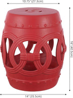 JONATHAN Y TBL1022C Lucky Coins 16" Chinese Ceramic Drum Indoor/Outdoor Garden Stool Bohemian, Coastal, Cottage, French Country, Traditional, for Living Room, Garden Room, Patio, Matte Red