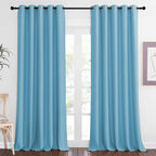 NICETOWN Patio Blackout Curtain Panels - Extra Wide Sliding Door Thermal Insulated Drape, Privacy Room Divider Curtain for Bedroom Office (Teal Blue, 66 x 118 Inch Long)