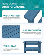 SERWALL 9-Piece Outdoor Dining Set, 60" - 83" Expandable Outdoor Dining Table and 8 HDPE Chairs, All Weather HDPE Outdoor Furniture Set for Backyard, Garden, Blue