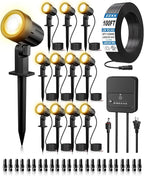 ZZXX All-in-One Low Voltage Landscape Lighting Kit, 12-Pack LED Landscape Lights with Transformer 100FT Wire and Connectors, 2700K Waterproof Landscape Spot Lights for Garden Yard House Tree