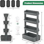 SUNYRISY 4 Tiers Vertical Raised Garden Bed Outdoor Planter Tower, Wooden Freestanding Planter Box for Planting Herbs Flowers Vegetables Patio Balcony Indoor Outdoor Gardening, Grey