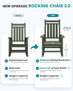 SEWALL HDPE Rocking Chair, Oversized Outdoor Rocking Chair for Adults, Patio Rocker for Porch, Avocado Green
