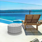 LVTXIII Indoor/Outdoor Inflatable Ottoman with Handle D21 x H9 Inch, Weather-Resistant Round Footstool Pouf for Patio Camping Living Room, Portable Footrest Extra Seating, Herringbone Black White