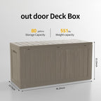 Outdoor Storage Box Waterproof, Lockable Resin 80 Gallon Deck Box Patio Storage - Image 2