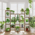 Bamworld Large Hanging Plant Stand Indoor Tall Plant Shelf Outdoor 14 Pots Large Plant Rack for Living Room Patio, Balcony and Garden