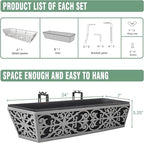 2 Pack 24 Inch Window Boxes Planter for Outdoor Plants Deck Railing Planters Box with Adjustable Brackets for Porch Fence Balcony Hanging Flower Baskets with Non-Woven Fabric Liner for Garden Decor