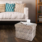 ALASDO Ottoman Storage Ottoman Footrest Stool Small Ottoman with Storage Foldable Ottoman Foot Rest Footstool Bench for Living Room 17x13x13inches Leopard Print