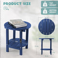 Outdoor Side Tables Set of 2, Navy Blue 2-Tier HDPE End Tables