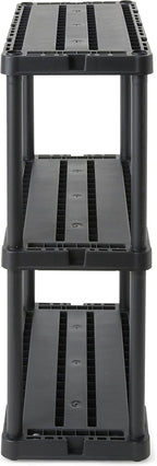 Gracious Living 2 Pack Light Duty Storage Shelves, Knect-A-Shelf 3-Shelf Ventilated Shelving Rack Organizer for Home, Garage, Basement, Laundry, Black
