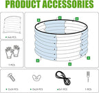 SnugNiture 3 Pcs 2x2x1ft Round Galvanized Raised Garden Bed Kit Outdoor, Metal Planter Box for Planting Plants Vegetables, White