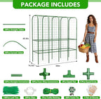 65" Tall Cucumber Trellis for Raised Bed, Garden Trellis for Climbing Plants Outdoor, U-Shape Metal Arch Vegetables Trellis Plant Support for Zucchini Squash Vines