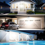 WdtPro Solar Lights Outdoor Motion Sensor 4Pack, 3500LM Bright Solar Flood Lights Outdoor, Adjustable & Upgrade Glass Panel, Wireless LED Solar Powered Security Spot Lights Waterproof for Yard-White