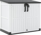 LHBcraft Outdoor Storage Cabinet 36 Cu Ft with Lockable Doors, Portable Horizontal Storage Shed, Resin Outdoor Storage Box Waterproof for Patio-Easy to Assemble