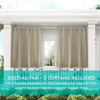 Exclusive Home Cabana Solid Indoor/Outdoor Light Filtering Hook-and-Loop Tab Top Curtain Panel Pair, 54"x63", Taupe