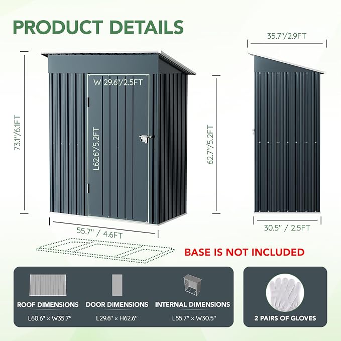 Outdoor Storage Shed 5x3 FT Steel with Lockable Doors in NightBlue