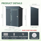 Outdoor Storage Shed 5x3 FT Steel with Lockable Doors in NightBlue