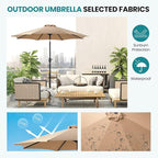 OLIXIS 9ft Patio Umbrella with Tilt and Crank Button & 8 Sturdy Ribs Waterproof, Patio Table Umbrella Perfect for Poolside, Terrace, Beach and Outdoor Restaurant, Khaki