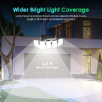 Solar Outdoor Lights, Flood Light Motion Sensor & Dusk to Dawn, Solar Spotlights Outdoor Waterproof, 300 Security LED & Remote Control, 5 Head 270°, Spot lamp for Wall Backyard, 2 Pack