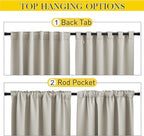 NICETOWN 2 Panels Privacy Outdoor Curtains for Patio Waterproof, Thermal Insulated Windproof Pocket & Back Tab on Top and Bottom Light & Cold Blocking Drapes with Fixed Rope for Porch, W52 x L108
