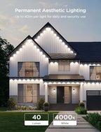 Govee Permanent Outdoor Lights 2, 50ft RGBIC Outdoor Lights with 36 LED Lights, IP67 Waterproof, 100 Scene Modes with 40lm White for Outdoor Decorations, Works with Alexa, Google Assistant, Black