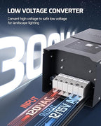 DEWENWILS 300W Low Voltage Landscape Lighting Transformer, 120V to 12/15V AC, Weatherproof Low Voltage Landscape Transformer with Photocell & Timer, Multi Zone Landscape Lighting Transformer