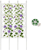 5.25FT Garden Trellis for Climbing Plants Outdoor, White Iron Pipe Support Fence, Metal Wall Trellis Climbing Frame, Trellis for Potted Plants Indoor for Ivy Vines Vegetable Flower