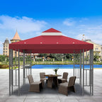 Sumfaller 10x10 FT Gazebo Replacement Canopy Top Cover Double Tiered Canopy Top Cover for Outdoor BBQ Roof Cover Grill Shelter (Red)