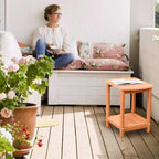 Adirondack Square Outdoor Side Table,2-Tier Storage Patio Side Table, HDPE End Tables for Backyard Pool Porch Garden Lawn
