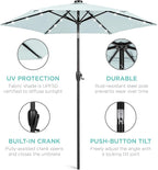 Best Choice Products 7.5ft Outdoor Solar Market Table Patio Umbrella for Deck, Pool w/Tilt, Crank, LED Lights - Baby Blue
